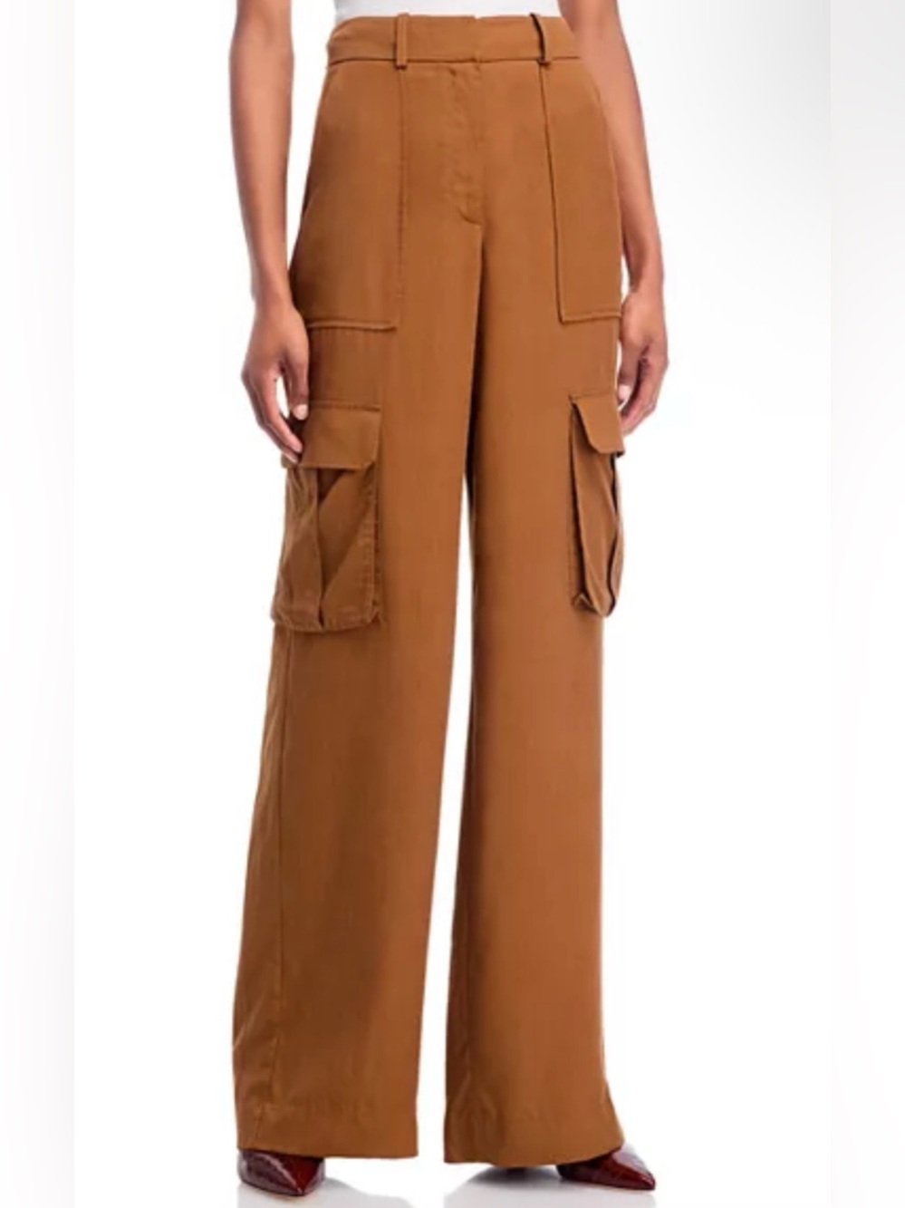 Veronica Beard Saul Pant Wide Leg Cargo khaki Pants in Whiskey brown tan NEW NWT - Picture 4 of 13